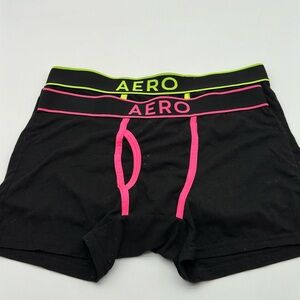 Aeropostale Boxer Brief Size Medium 2 Count Fly-Front Cotton Stretch Pink &Green